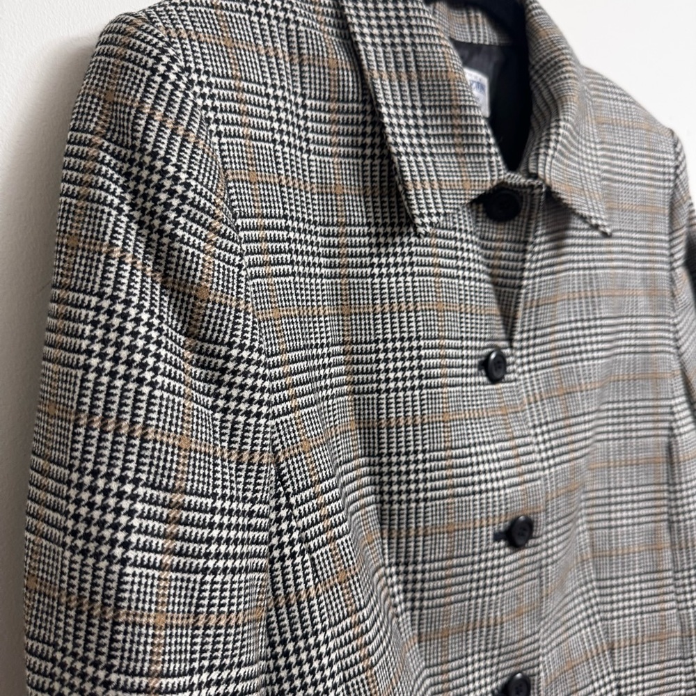 Pendleton Houndstooth Plaid Wool Blazer Size 12 - image 4